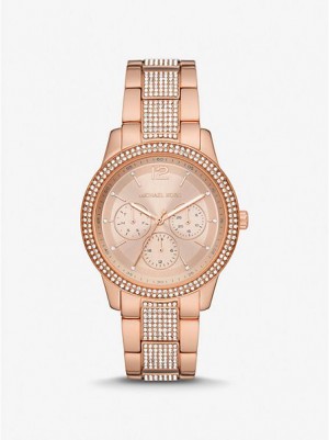 Michael Kors Oversized Tibby Pave Horloge Dames Roze Goud | 928150-HYS