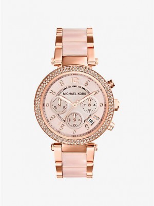 Michael Kors Parker Blush Acetate Horloge Dames Roze Goud | 405963-GVJ