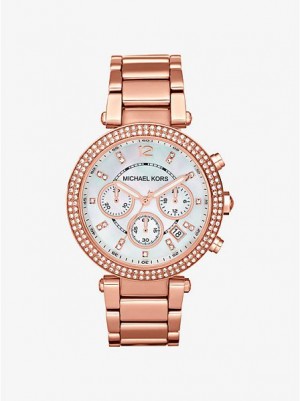 Michael Kors Parker Horloge Dames Roze Goud | 567249-LWS