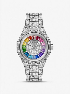 Michael Kors Pride Limited-edition Oversized Raquel Rainbow Pave Horloge Dames Zilver | 135829-ESY