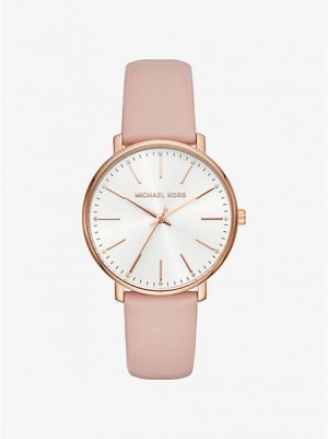 Michael Kors Pyper Leren Horloge Dames Roze Goud | 192370-ROW