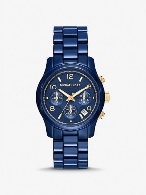 Michael Kors Runway Horloge Dames Blauw | 237681-APO