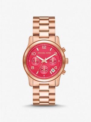 Michael Kors Runway Horloge Dames Roze Goud | 804326-GSN