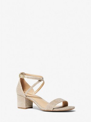 Michael Kors Serena Flex Glitter Chain-mesh Sandalen Dames Goud | 846231-ODZ