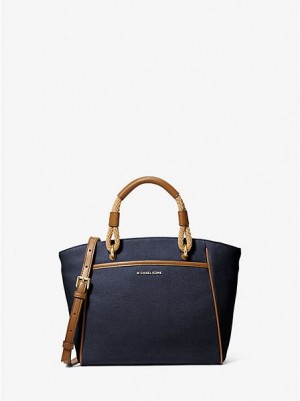 Michael Kors Talia Small Katoenen Canvas Tote Tassen Dames Donkerblauw Gekleurd | 814657-WGZ