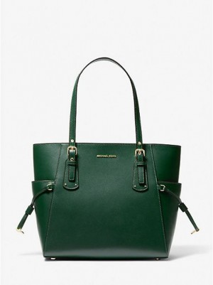 Michael Kors Voyager Small Crossgrain Leren Tote Tassen Dames Groen | 867039-LBZ