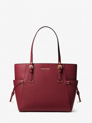 Michael Kors Voyager Small Crossgrain Leren Tote Tassen Dames Bordeaux | 274015-TUA