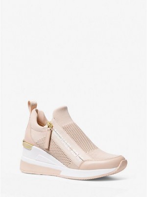 Michael Kors Willis Stretch Knit Sneakers Dames Roze | 453296-NTE