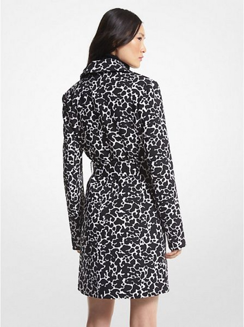 Michael Kors Animal Print Stretch Crepe Trench Jassen Dames Wit | 376415-VKW