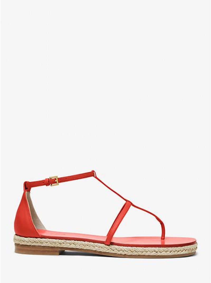 Michael Kors Annabeth Leren Sandalen Dames Koraal | 230419-FXQ