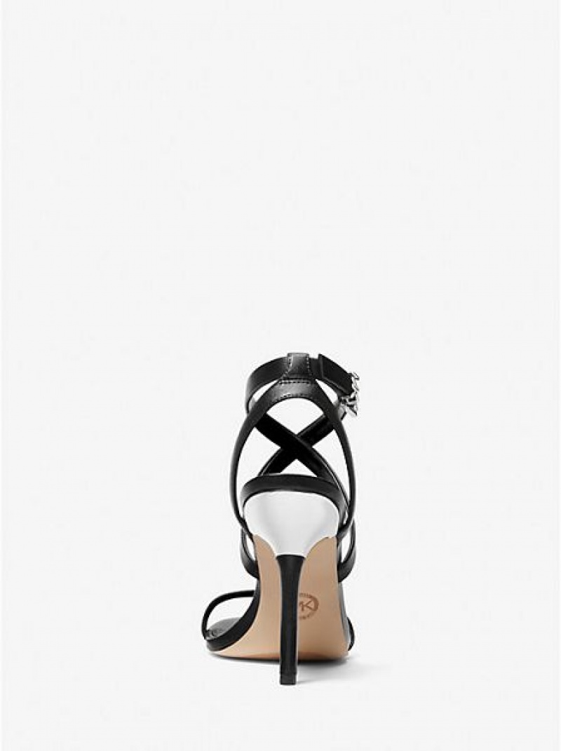 Michael Kors Asha Leren Sandalen Dames Zwart | 302874-BJP