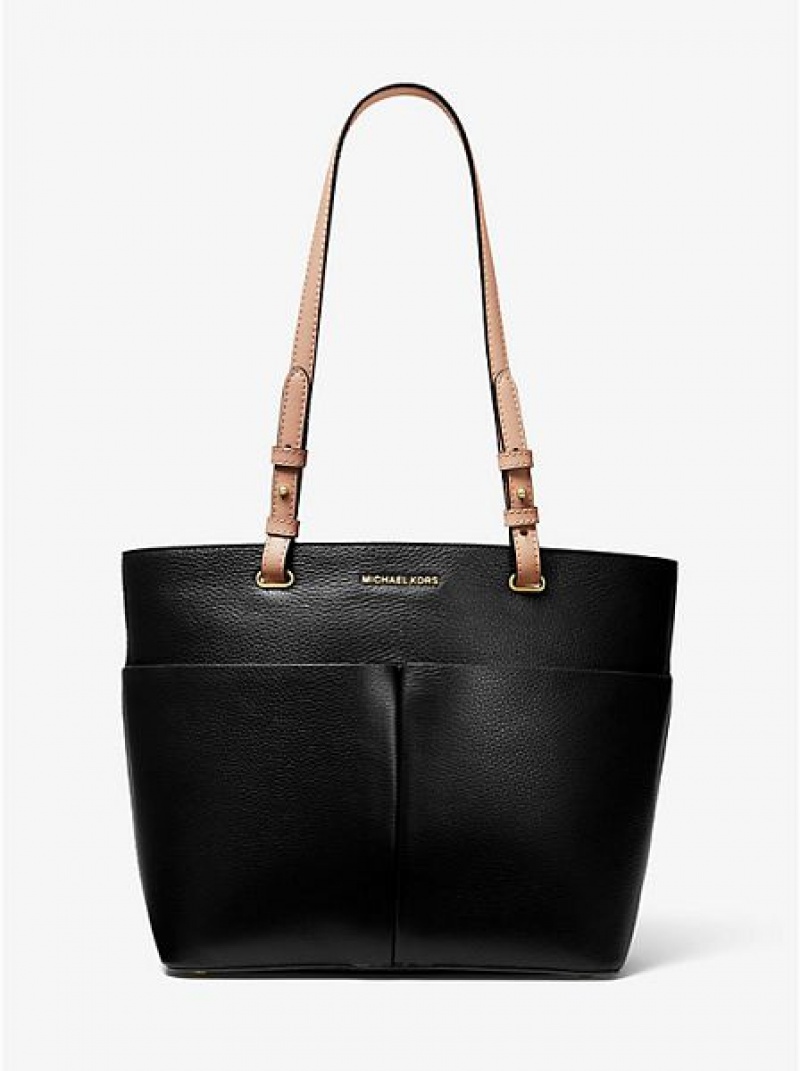 Michael Kors Bedford Medium Pebbled Leren Tote Tassen Dames Zwart | 318495-KWG