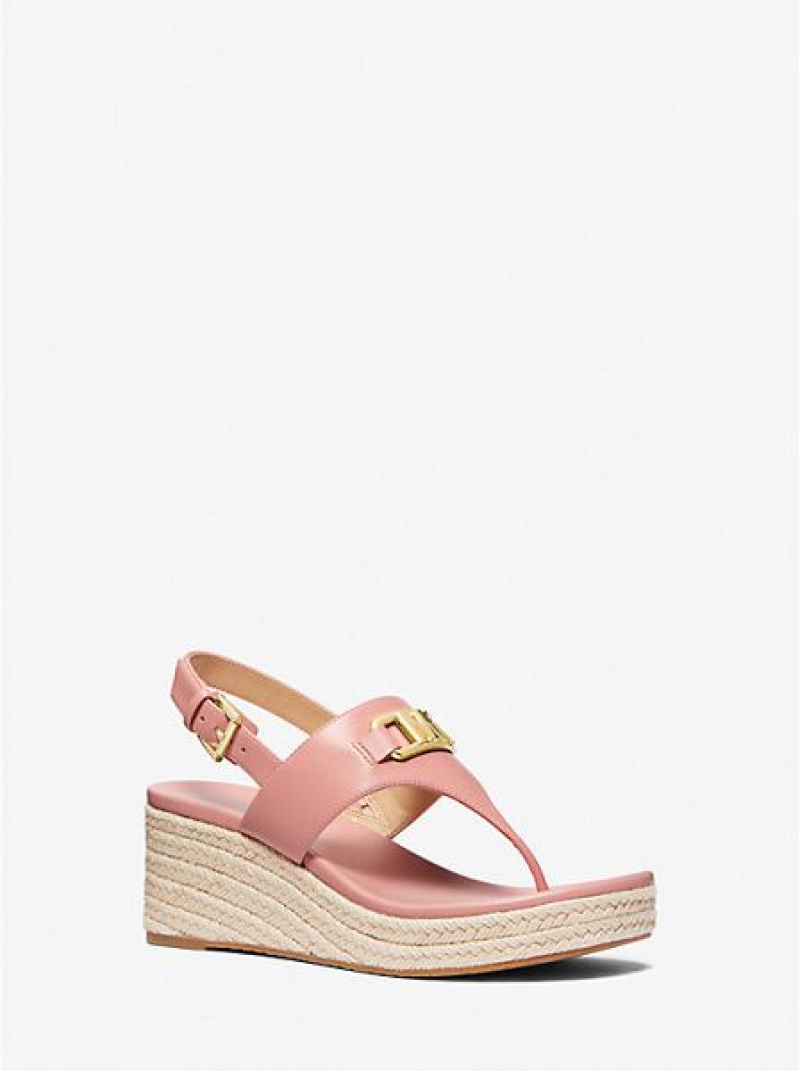 Michael Kors Camila Faux Leren Wedge Sandalen Dames Roze Beige | 371845-EYJ