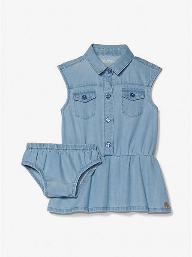 Michael Kors Chambray And Bloomer Jurken Kinderen Blauw | 306512-XNF