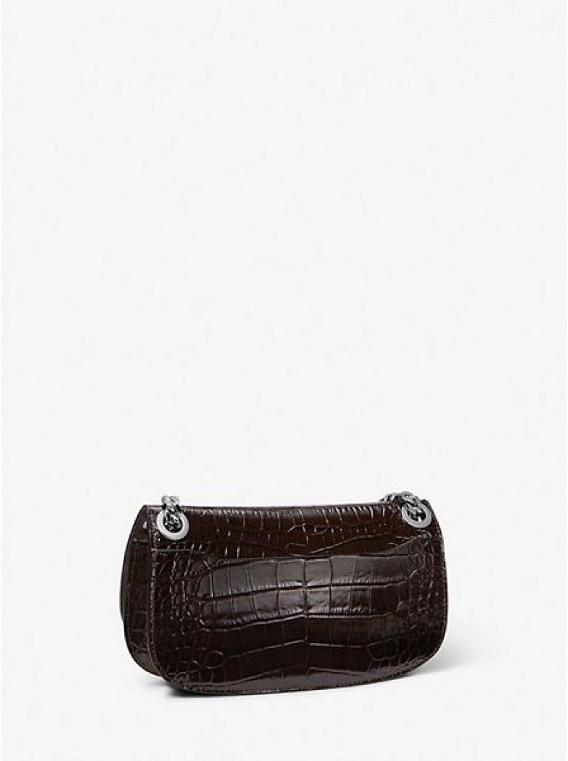 Michael Kors Christie Crocodile Embossed Leren Envelope Mini Tassen Dames Chocola | 629501-UJY