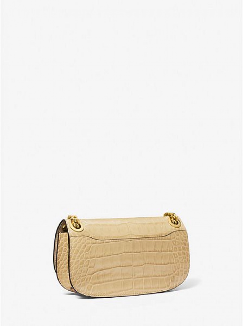 Michael Kors Christie Crocodile Embossed Leren Envelope Mini Tassen Dames Khaki | 147056-AVO