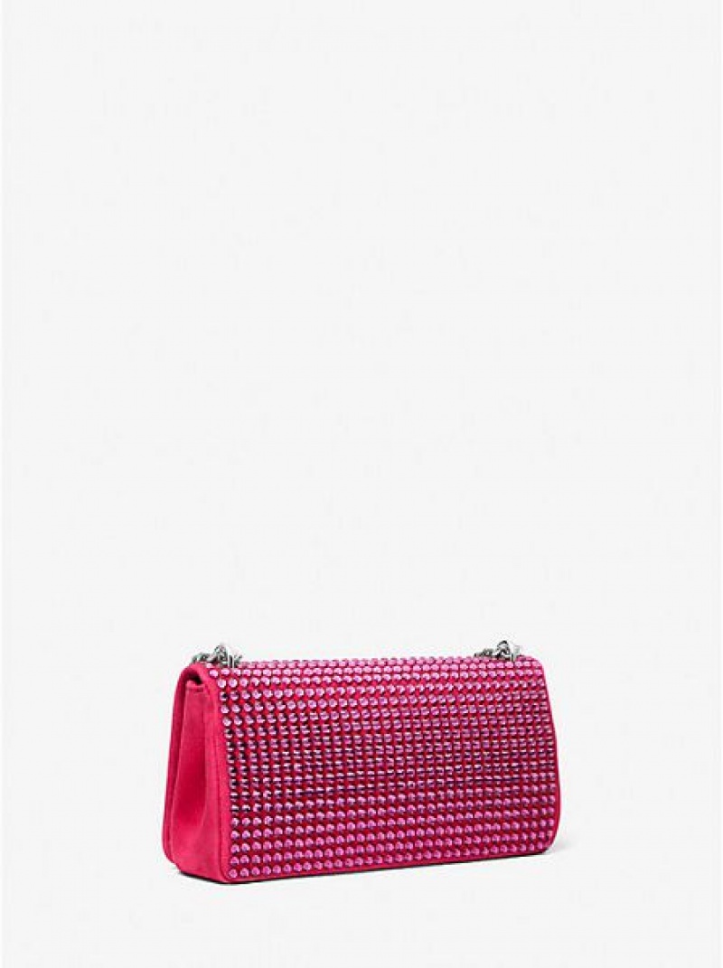 Michael Kors Christie Crystal Embellished Suede Envelope Mini Tassen Dames Rood | 534976-SVJ