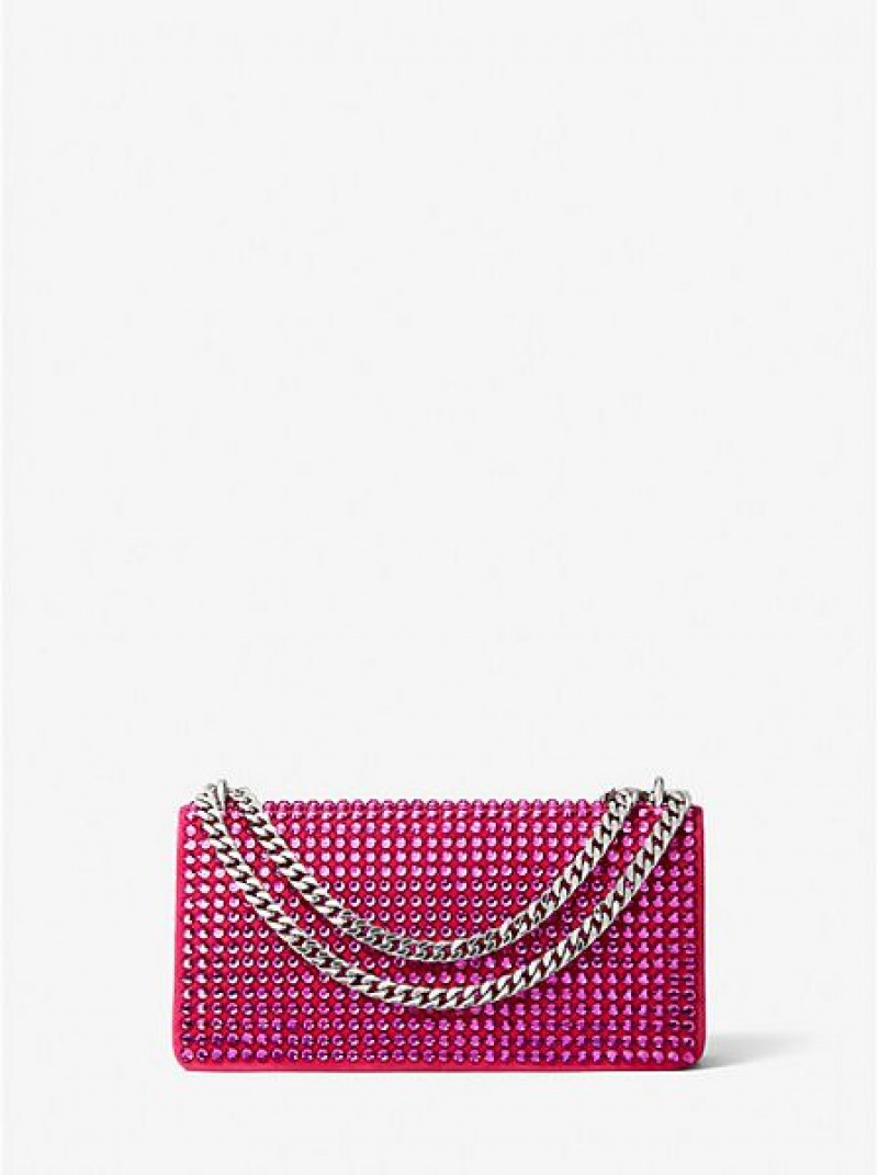 Michael Kors Christie Crystal Embellished Suede Envelope Mini Tassen Dames Rood | 534976-SVJ