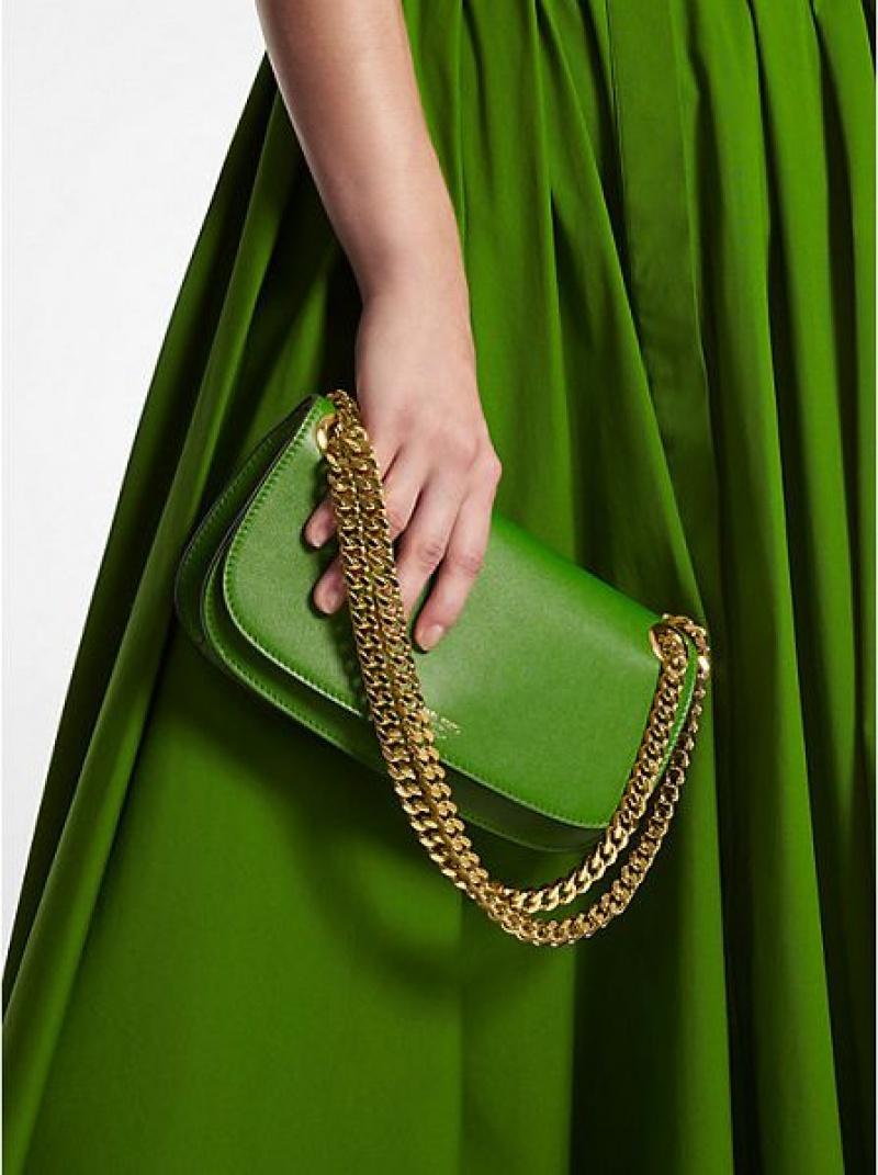 Michael Kors Christie Leren Envelope Mini Tassen Dames Groen | 758126-XOE