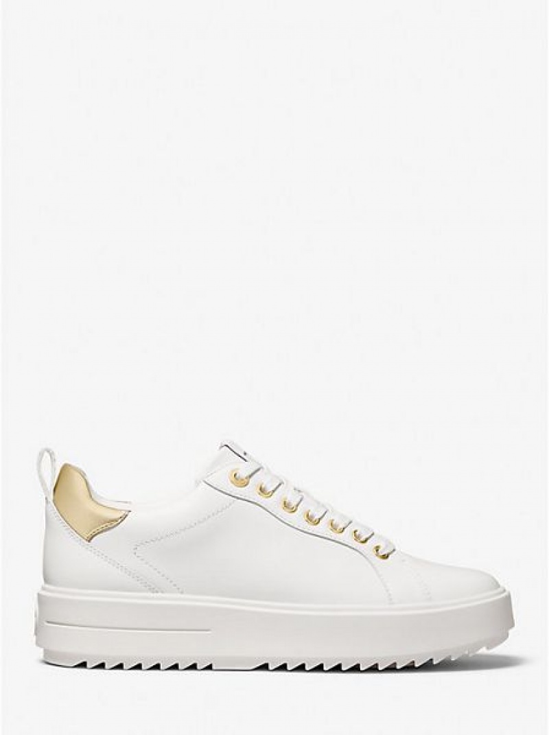 Michael Kors Emmett Leren Sneakers Dames Wit | 968271-HZU