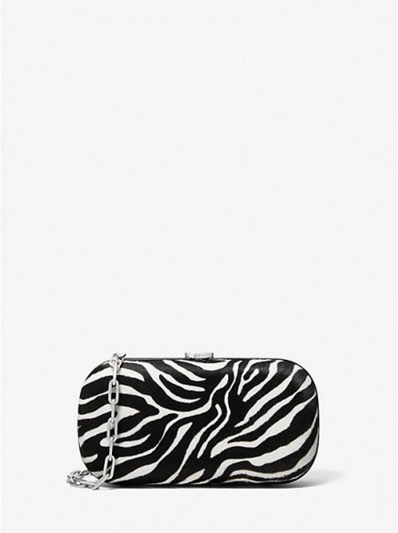 Michael Kors Gansevoort Zebra Print Calf Hair Mini Tassen Dames Wit | 873561-UYO