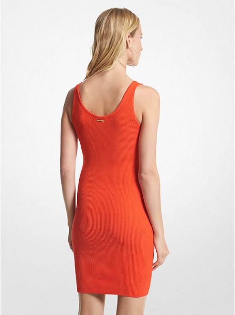 Michael Kors Geribbeld Stretch Viscose Tank Jurken Dames Oranje | 409715-CKF