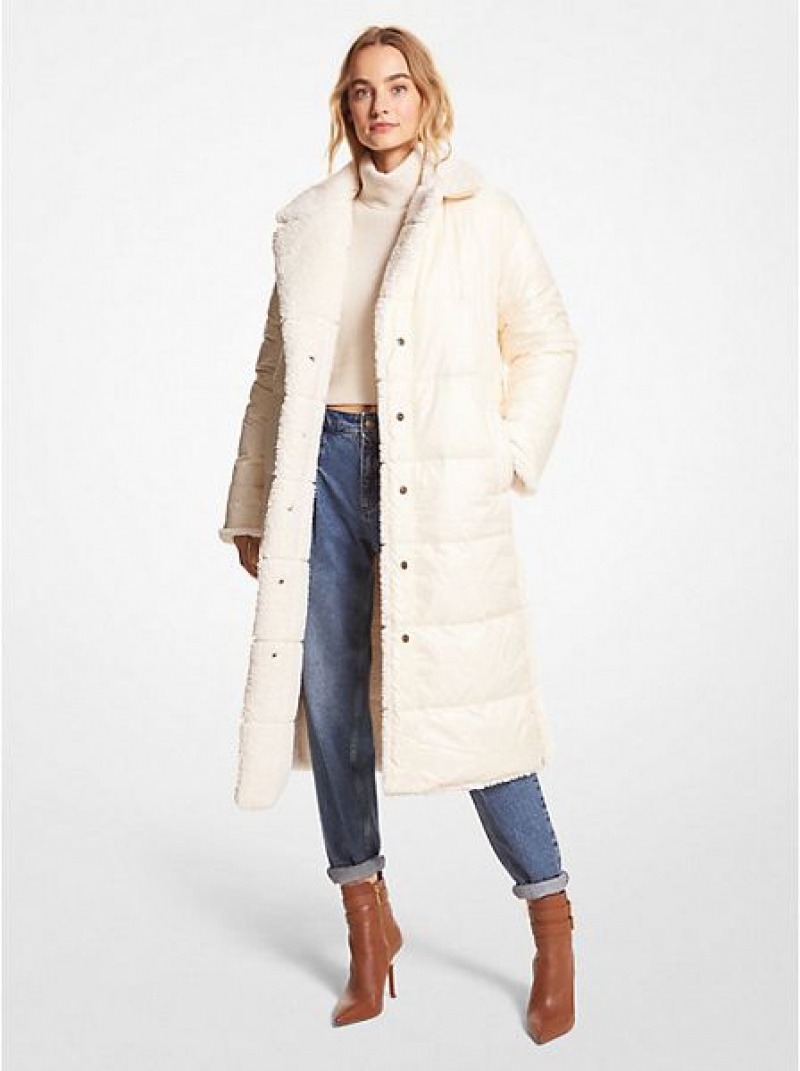 Michael Kors Gewatteerd Cire And Faux Shearling Reversible Puffer Jassen Dames Beige | 506971-VHG