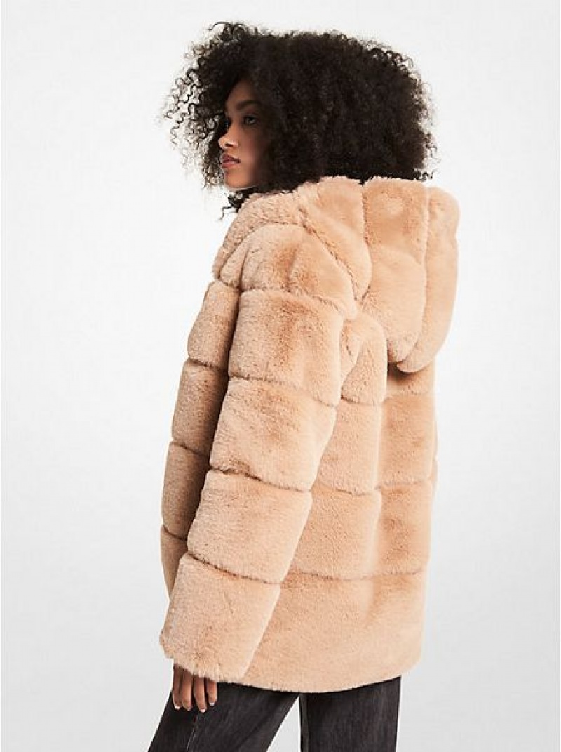 Michael Kors Gewatteerd Faux Fur Met Capuchon Jassen Dames Bruin | 201734-XAL