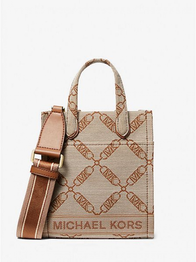 Michael Kors Gigi Extra-small Empire Logo Jacquard Crossbodytassen Dames Beige | 950736-JOD