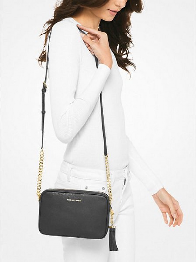 Michael Kors Ginny Leren Crossbodytassen Dames Zwart | 294703-IBM