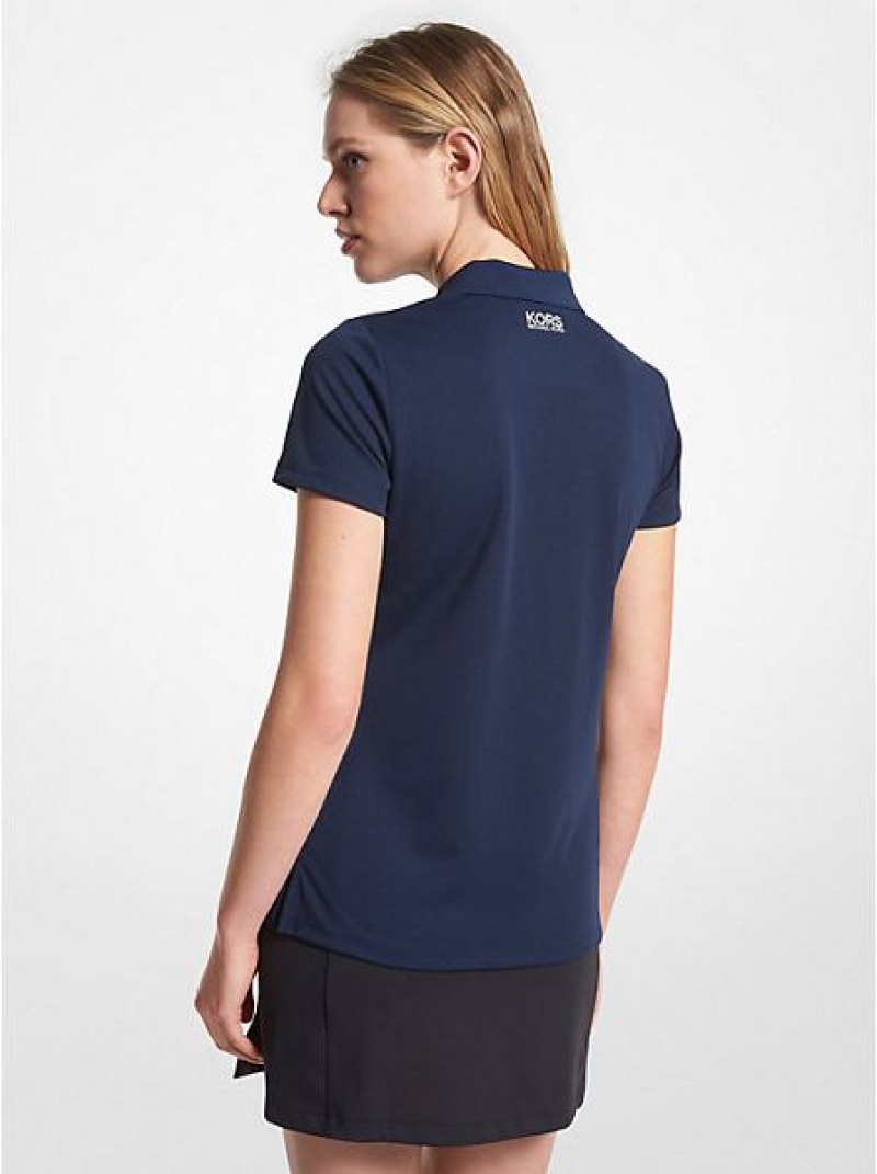 Michael Kors Golf Logo Pique Poloshirt Dames Donkerblauw | 796021-NGK