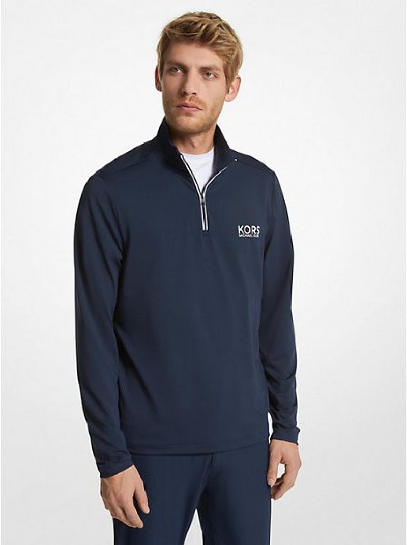 Michael Kors Golf Performance Quarter Zip Hoodie Heren Donkerblauw | 786943-LPF