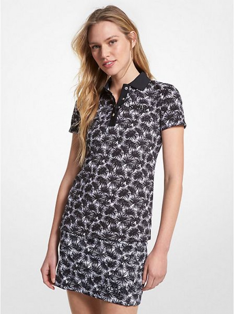 Michael Kors Golf Printed Pique Poloshirt Dames Wit Zwart | 016257-OZX