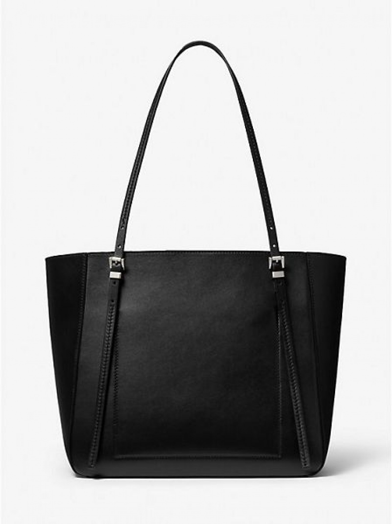 Michael Kors Gramercy Leren Tote Tassen Dames Zwart | 093815-OIQ