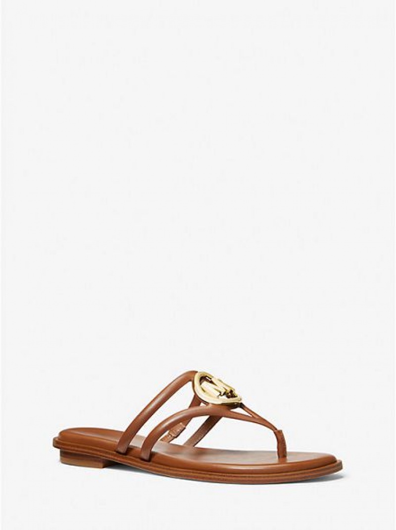 Michael Kors Hampton Leren Sandalen Dames Bruin | 714698-JWP