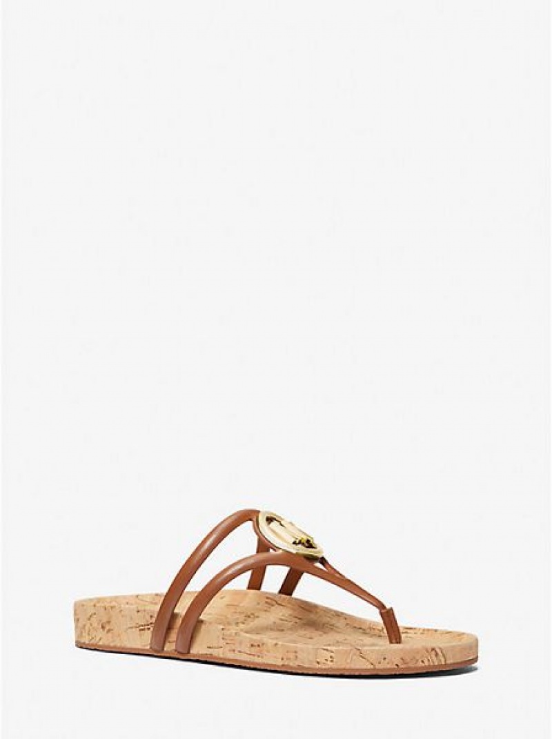 Michael Kors Hampton Leren Sandalen Dames Bruin | 172563-NCQ