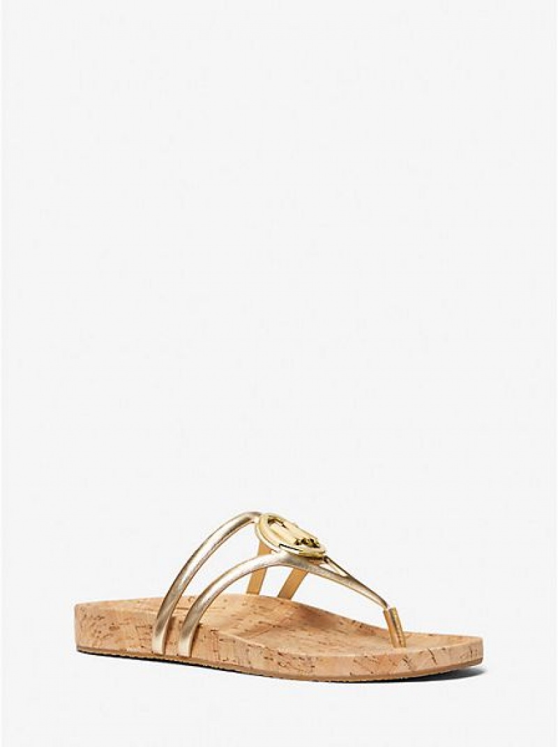 Michael Kors Hampton Metallic Leren Sandalen Dames Goud | 684192-UBC