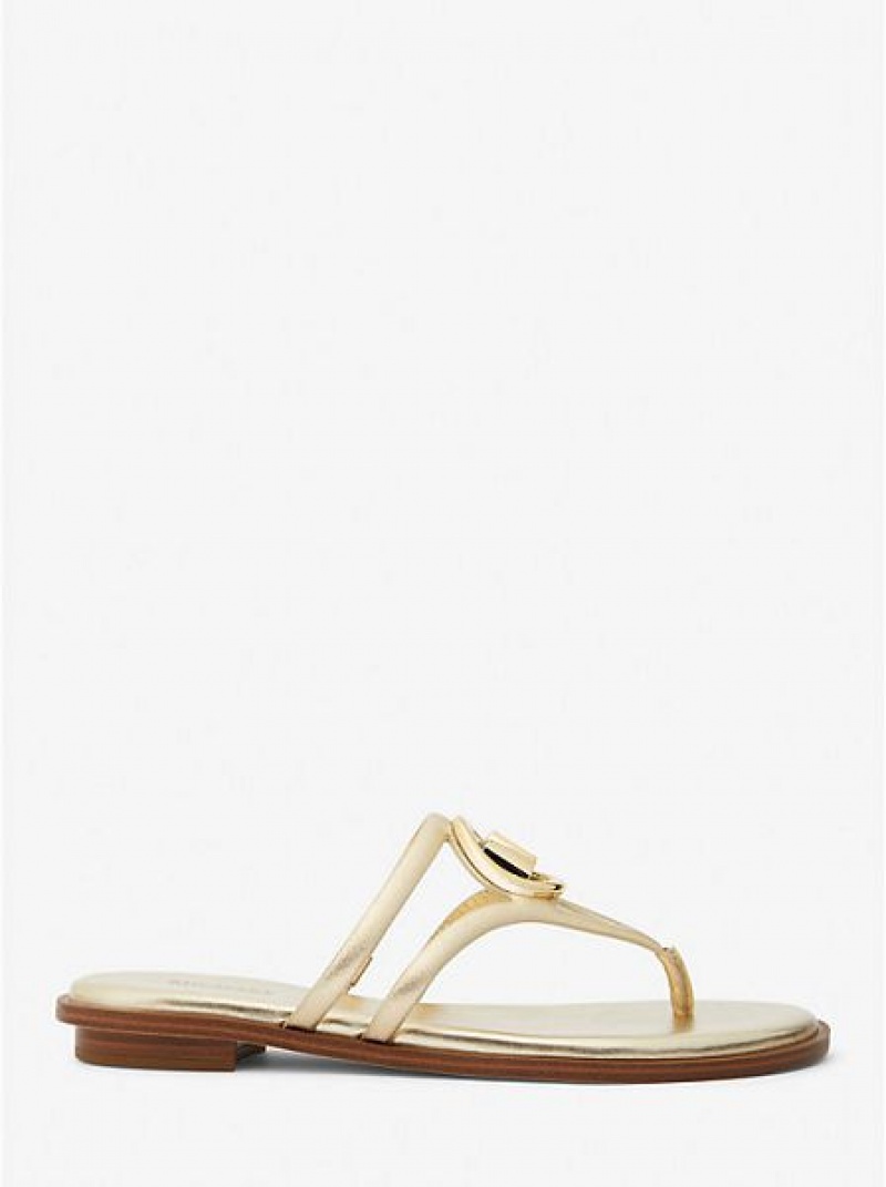 Michael Kors Hampton Metallic Leren Sandalen Dames Goud | 594627-YKL