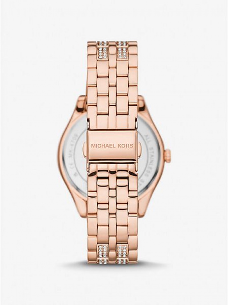 Michael Kors Harlowe Pave Horloge Dames Roze Goud | 460593-LMQ