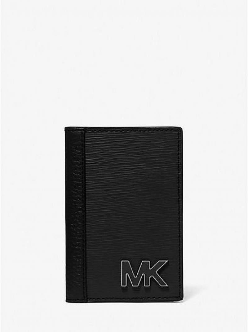 Michael Kors Hudson Leren Card Case Portefeuille Heren Zwart | 093175-XQG