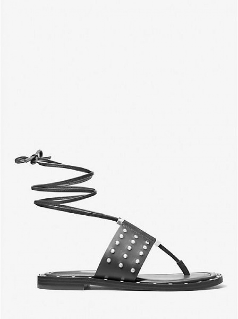 Michael Kors Jagger Studded Leren Sandalen Dames Zwart | 921687-WSZ