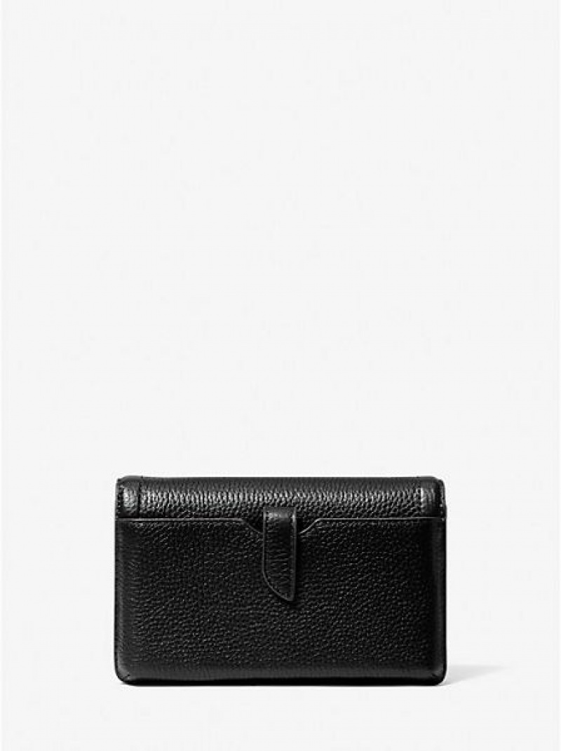 Michael Kors Jet Set Small Pebbled Leren Smartphone Convertible Crossbodytassen Dames Zwart | 360579-WEQ