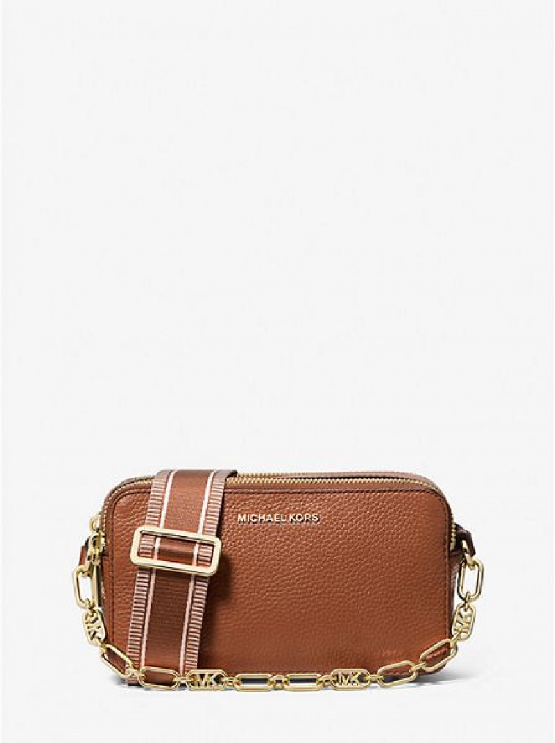 Michael Kors Jet Set Small Pebbled Leren Double-zip Camera Mini Tassen Dames Bruin | 107859-VZC