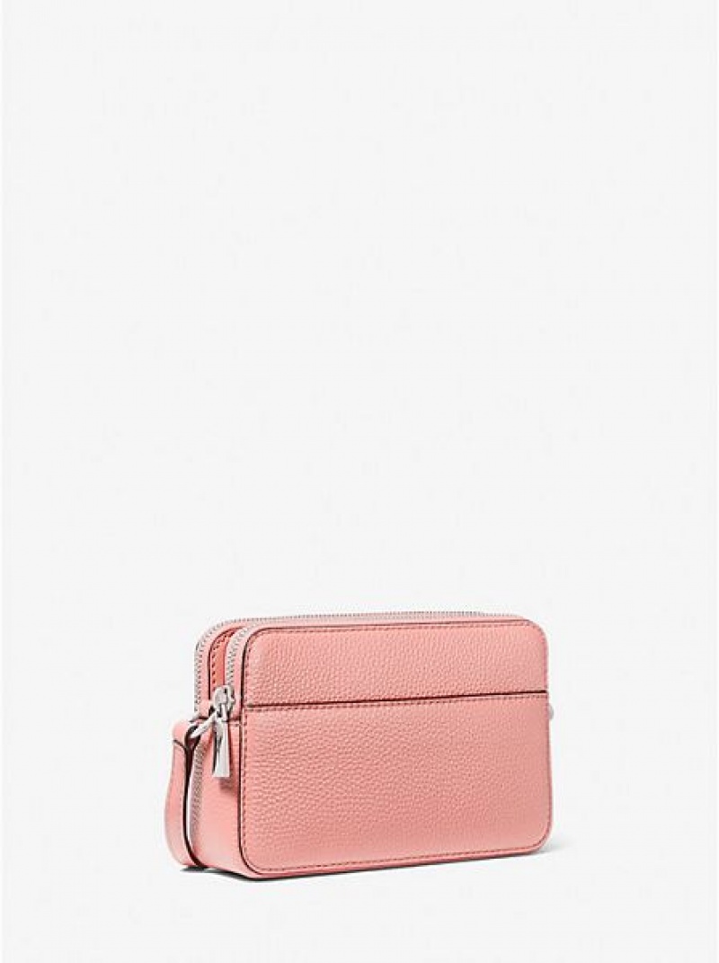 Michael Kors Jet Set Small Pebbled Leren Double-zip Camera Mini Tassen Dames Roze | 360891-SFV