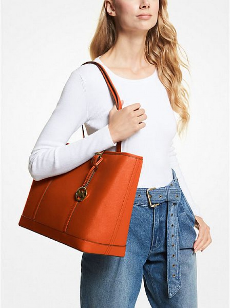 Michael Kors Jet Set Travel Large Saffiano Leren Tote Tassen Dames Rood | 270138-UFP