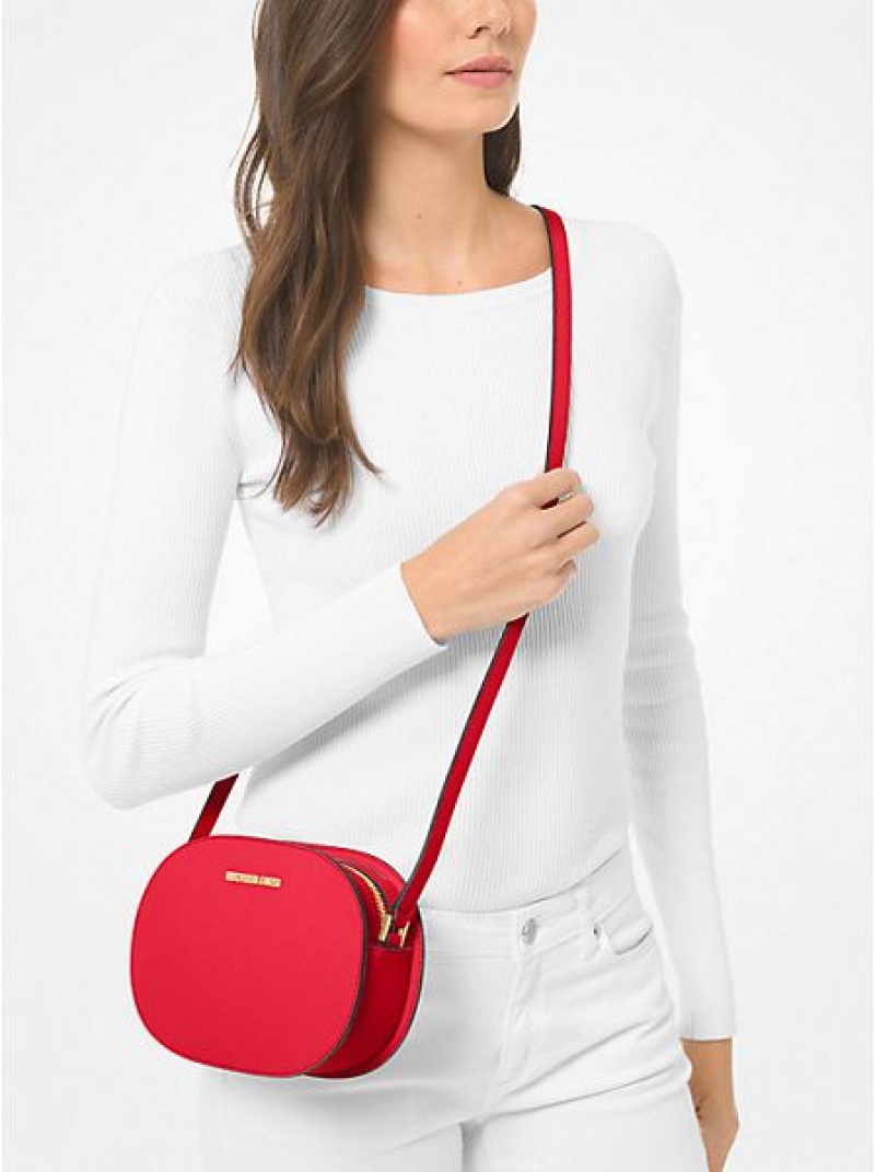 Michael Kors Jet Set Travel Medium Saffiano Leren Crossbodytassen Dames Rood | 720514-DPO