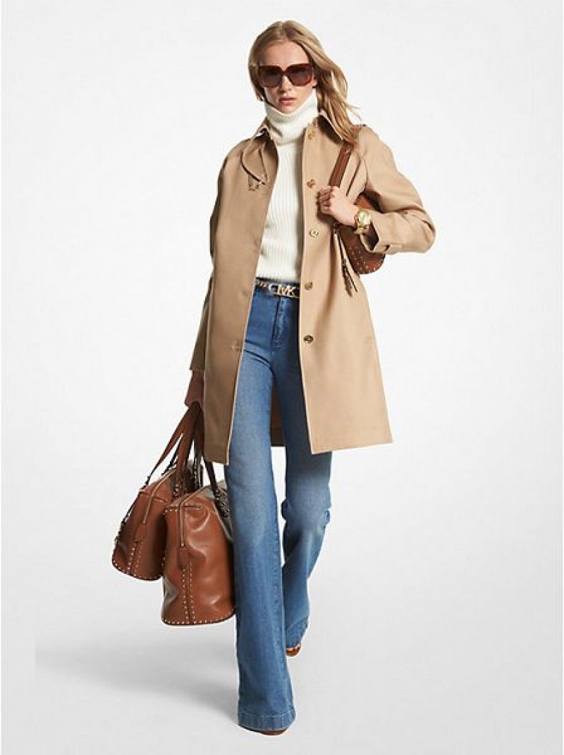 Michael Kors Katoenen Belted Trench Jassen Dames Khaki | 873405-EMW