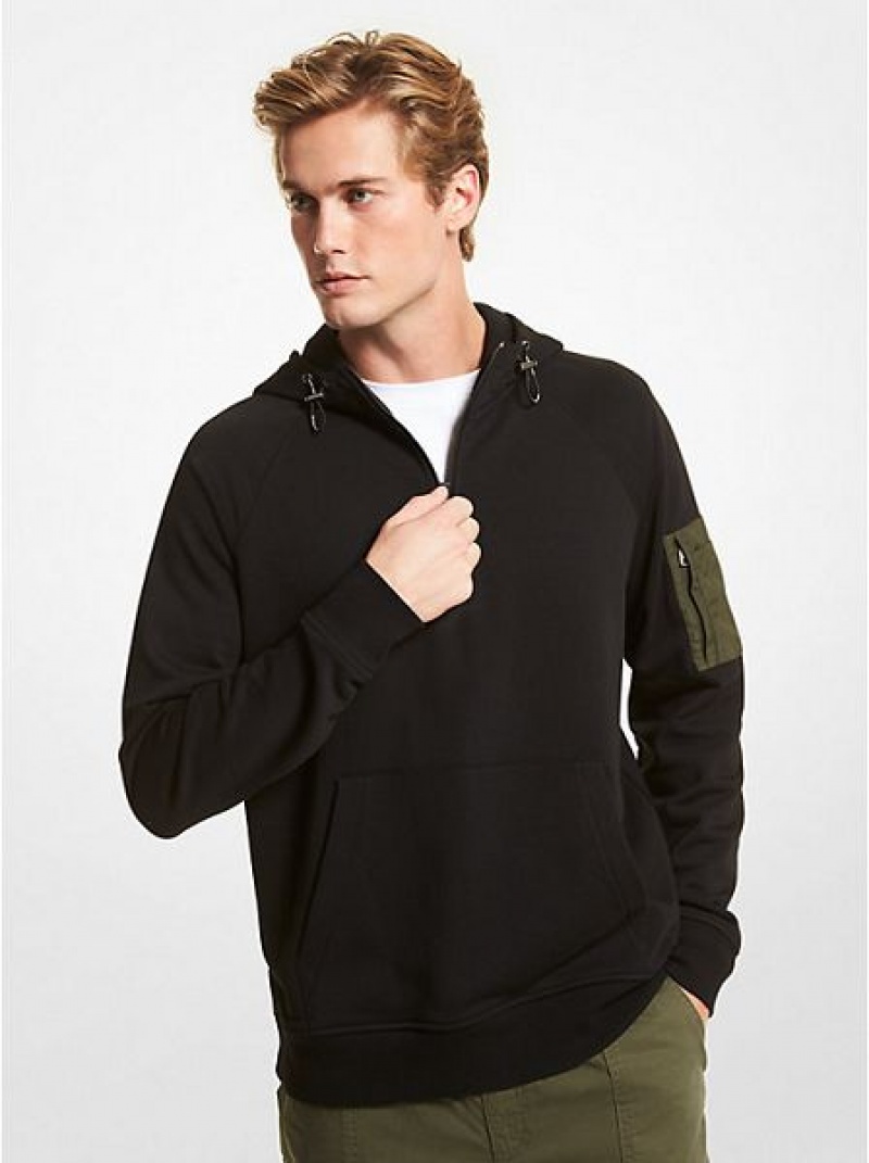 Michael Kors Katoenen Blend Half-zip Hoodie Heren Zwart | 940813-BAE