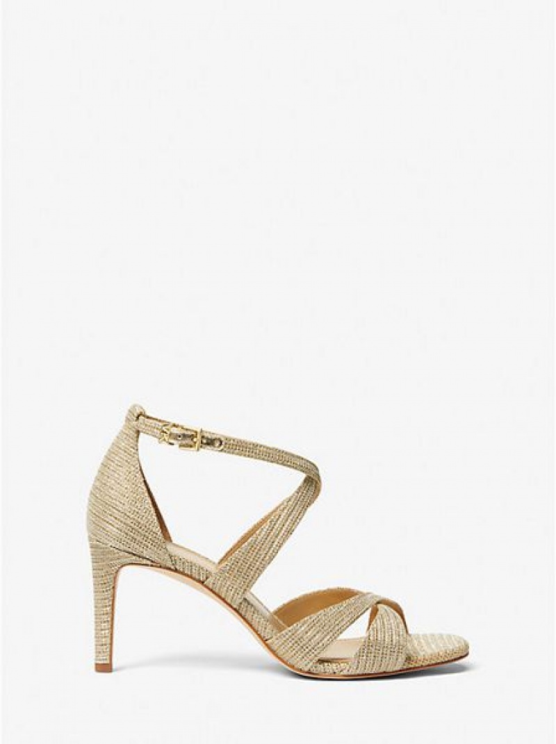 Michael Kors Kinsley Glitter Chain-mesh Sandalen Dames Goud | 573046-GNV