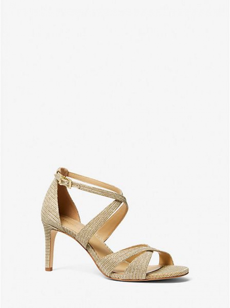 Michael Kors Kinsley Glitter Chain-mesh Sandalen Dames Goud | 573046-GNV